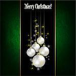 Abstract celebration greeting with white Christmas decorations on black
