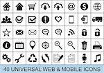 40 black universal original icons for web and mobile