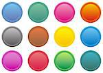 set of round coloured web buttons - vector illustration