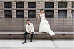 Portrait of Bride and Groom Outdoors, Toronto, Ontario, Canada