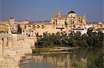 Roman bridge and the mosque at Cordoba, Spain