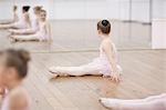 Young ballerina looking at mirror