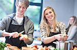 Young couple preparing food