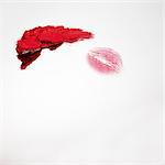 Smear of lipstick and lipstick kiss mark