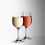 Glasses of white and rose wine