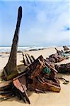 Shipwreck remains, Skeleton Coast, Namib Desert, Namibia, Africa