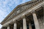 Close-up of the pediment on front of the Reichstag Building with dedication (To the German people) Berlin, Germany