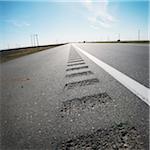 Close-up of Rumble Strip on side of Trans-Canada Highway looking East, Alberta, Canada