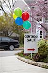 Garage Sale Sign with Balloons, Toronto, Ontario, Canada