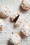 Mini almond pies with cherry filling (view from above)