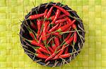 Fresh red chillies in a basket