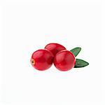 Three cranberries with water droplets