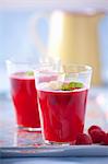 Raspberry jelly with vanilla ice cream