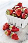 Fresh strawberries in a porcelain basket