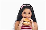 Girl eating a burger