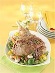 Leg of lamb with spring vegetables