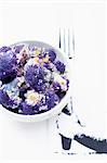Purple cauliflower cheese-topped dish