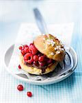 Chocolate and summer fruit brioche burger