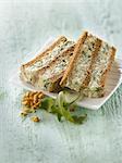 Bread,gorgonzola,walnut and rocket lettuce terrine