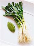 Leeks with soya cream vinaigrette