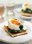 Soft-boiled egg,spinach and grated gruyère on toast