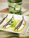 Anchovies marinated in vinaigar,olive oil,garlic and parsley