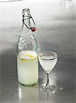 Bottle and glass of lemonade