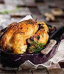 Roast chicken with rosemary and mushrooms