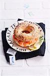 Salmon and cream cheese bagel sandwich