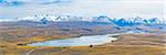 Lake Alexandrina and snow capped mountains, Canterbury Region, South Island, New Zealand, Pacific