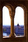 View of Hungarian Parliament Building from Fisherman's Bastion, Budapest, Hungary, Europe