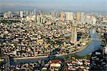 Tall buildings on Ortiga Avenue, Pasig River and Mandaluyong beyond, Metromanila, Philippines, Southeast Asia, Asia