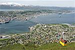 Tromso, seen from Mount Storsteinen, northern Norway, Scandinavia, Europe