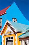 Colourful houses of Germanic design in the coastal town of Luderitz, Namibia, Africa