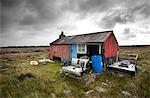 Shieling, a building once used as temporary summer accommodation by farmers while grazing their livestock on common land, off the Pentland Road, near Carloway, Isle of Lewis, Outer Hebrides, Scotland