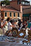 Flea market in Campo San Barnaba, Venice, Veneto, Italy, Europe