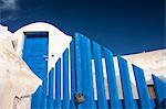 Blue gate, Oia, Santorini, Cyclades, Greek Islands, Greece, Europe