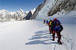 Climbers at Camp 1 on Mount Everest, Solu Khumbu Everest Region, Sagarmatha National Park, UNESCO World Heritage Site, Nepal, Himalayas, Asia