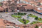 Cuzco cityscape with Plaza de Armas from hill above city, Cuzco, UNESCO World Heritage Site, Peru, South America