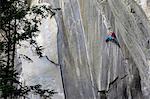 A climber scales cliffs at Cadarese, northern Italy, Europe