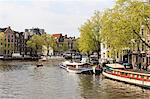 Houseboats on the Amstel River, Amsterdam, Netherlands, Europe