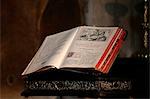 Latin Bible, Saint Salvators Cathedral, Bruges, West Flanders, Belgium, Europe