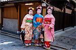 Traditionally dressed Geishas in the old quarter of Kyoto, Japan, Asia