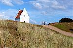 Tower of Den Tilsandede Kirke (Buried Church) buried by sand drifts, Skagen, Jutland, Denmark, Scandinavia, Europe