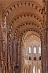 The nave of Basilique Sainte-Marie-Madeleine, Vezelay, Yonne, Burgundy, France, Europe