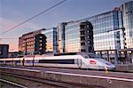 A high speed TGV train waiting in the Gare de Tours, Tours, Indre-et-Loire, France, Europe