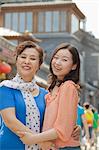 Portrait of mother and daughter on the street in Beijing