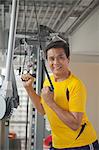 Mature man working out in the gym, portrait