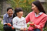 Happy family in garden