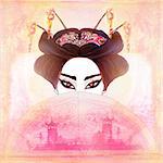 Abstract Beautiful geisha Portrait